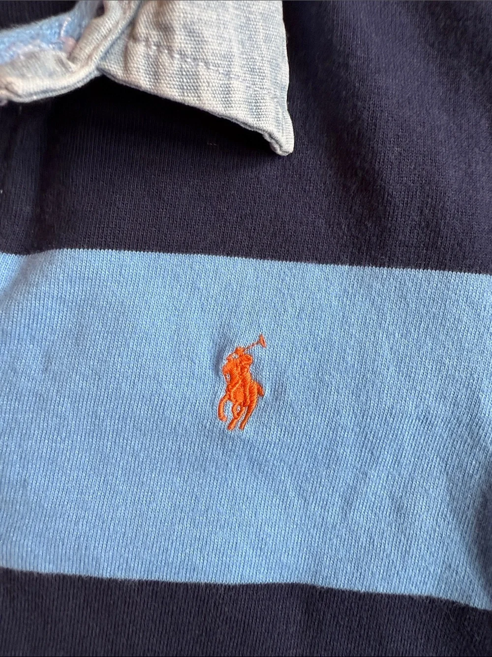 🐎 Ralph Lauren Boys Rugby Polo in Light Blue and Navy Stripes 5